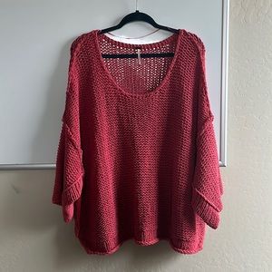 Free people knit coral sweater